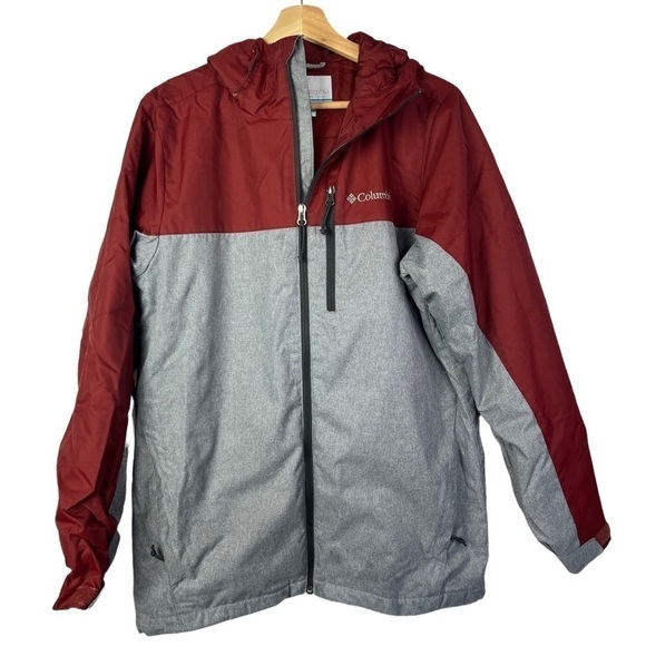Columbia Gray & Red Hooded Ring Tail Ridge Full Zip Waterproof Jacket S - Picture 1 of 4